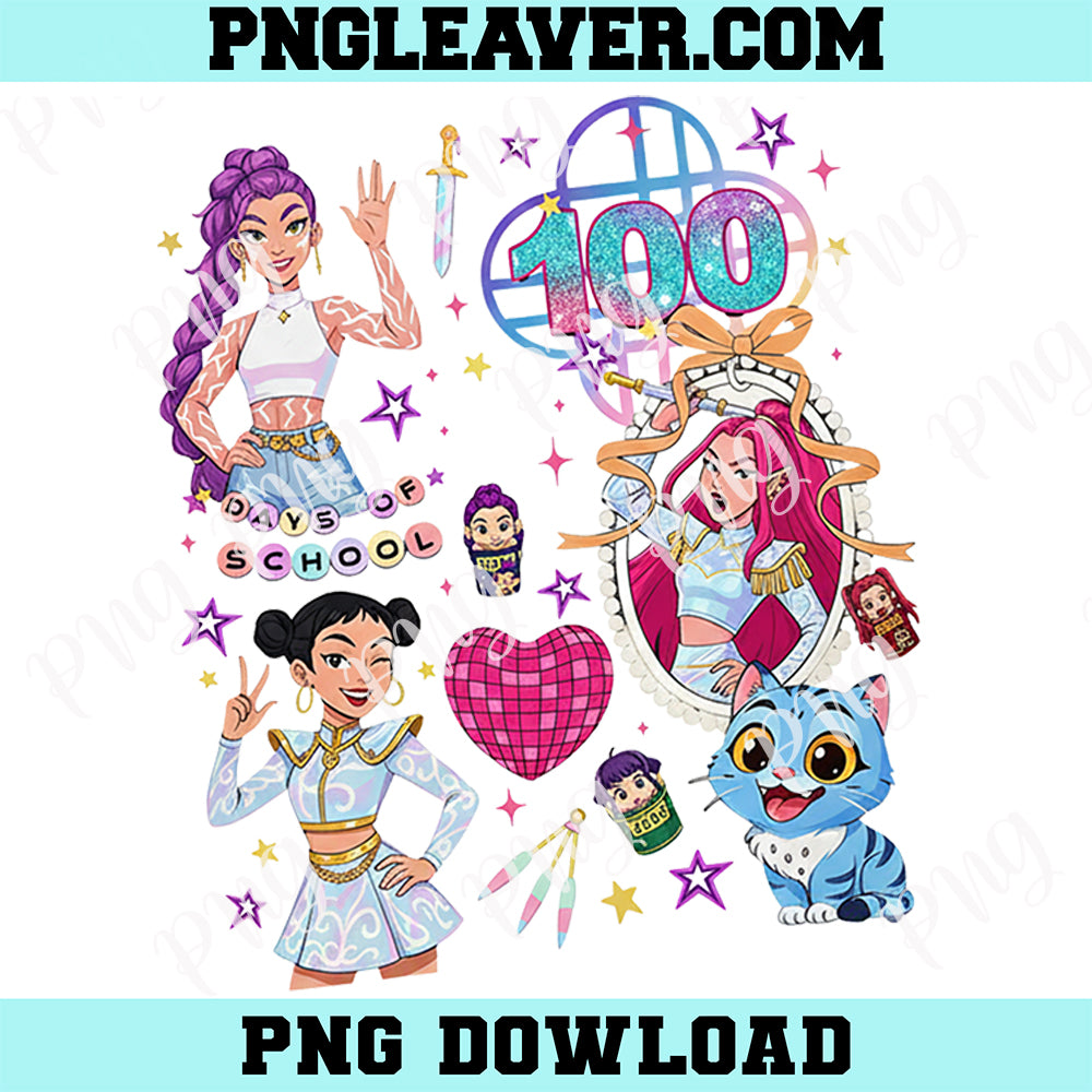 100 Days Of School Huntrix Png, Huntrix 100 Days Png, 100th Day Celebration Png