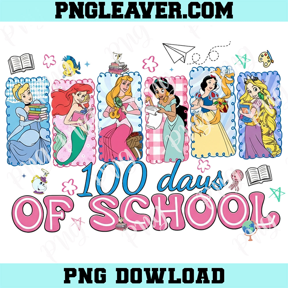 100 Days Of School Princess Png, Cartoon Movie 100 Days Png, Coquette Bow 100 Days Of School Png