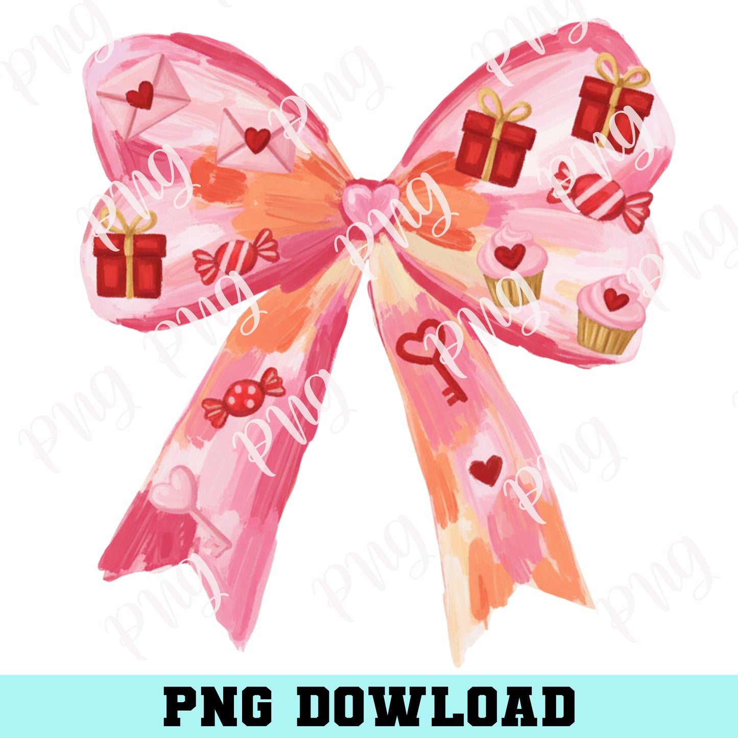 Valentines Day Coquette Bow PNG, Valentine Brushstroke Png, Valentines Day PNG