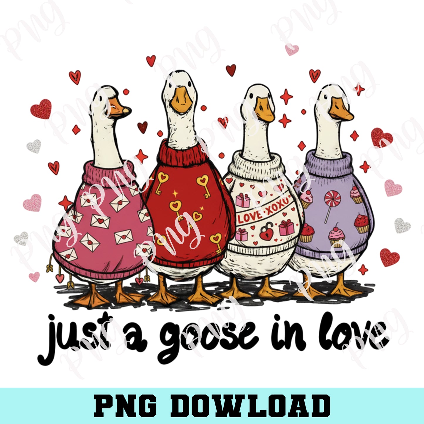 Valentines Duck Day PNG, Funny valentine Png, Goose Valentine Png, Preppy Valentine Png