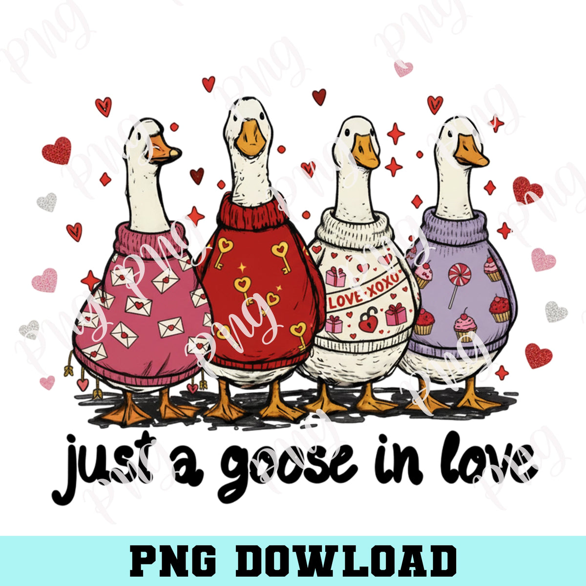 Valentines Duck Day PNG, Funny valentine Png, Goose Valentine Png, Preppy Valentine Png