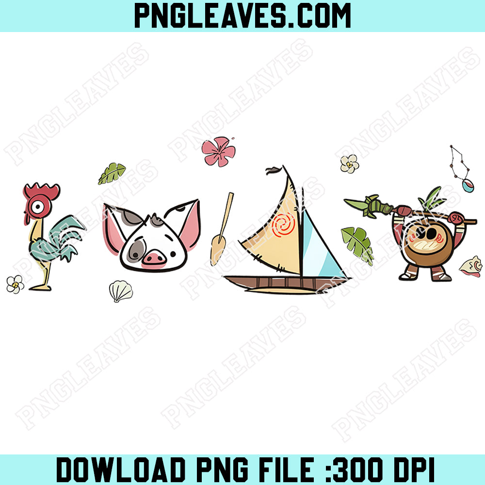 Disney Moana 2 Movie Pua Hei Hei Watercolor Png, Disney Princess Moana Shirt Png, Magic Kingdom Png