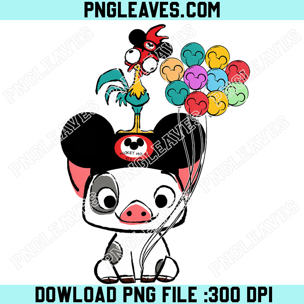 Disney Moana Pua And Hei Hei Vacay Mode Mickey Balloon Png, Disneyland Png, Animal Kingdom Png