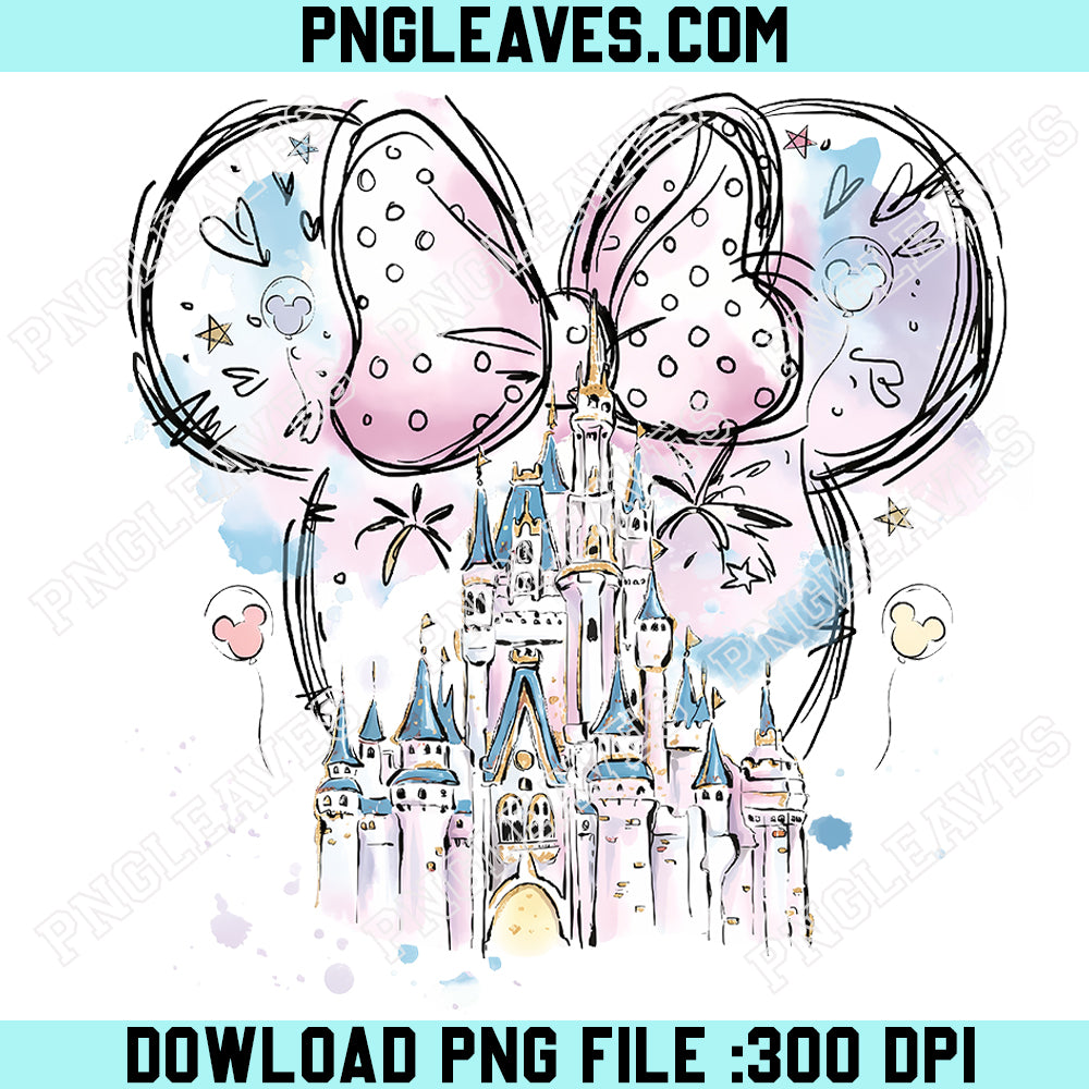 Mickey Watercolor Heat Ear Png, Disney Castle All Princess Png, Disney Princess Girl Trip Png