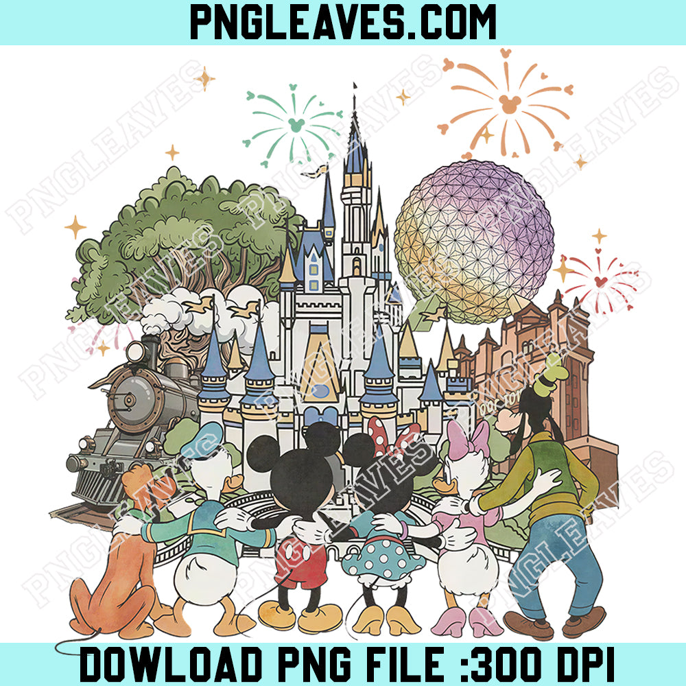 Retro Mickey Go Into The Castle Png, Walt Disneyworld Png Shirt, Mickey And Friends Cute Png