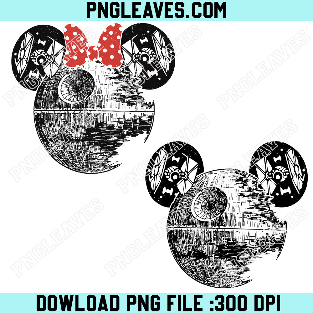 Star Wars Couple Retro Mouse Bundle Png, Mickey Death Star Bunlde Png, Minnie Death Star Png
