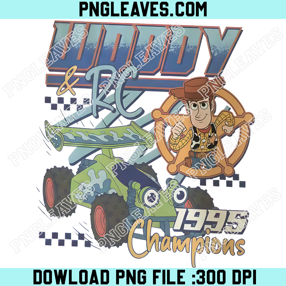Pixar Toy Story Woody & RC Racing Champions Retro Png, Toy Story Land Woody Png, Disneyland Family Trip Png