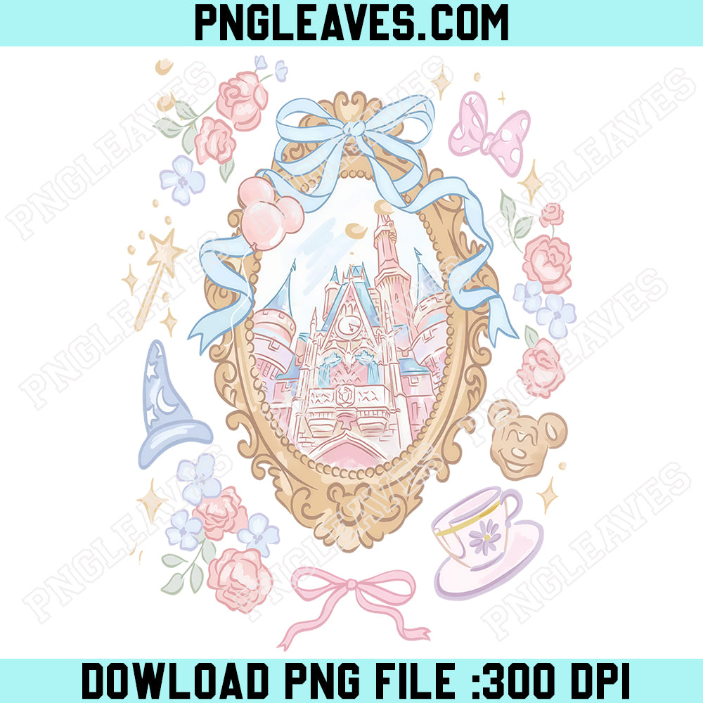 Disney Castle Coquette PNG, Pastel Magic Kingdom Mirror Clipart | Cute Princess Aesthetic PNG Download