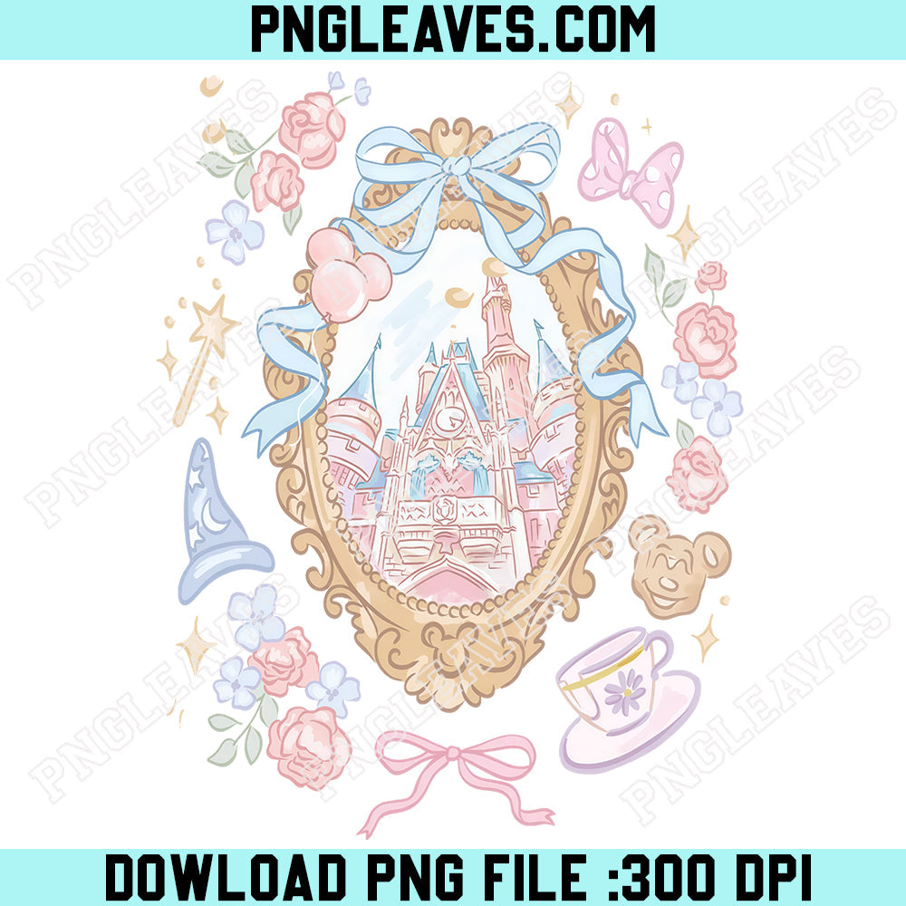 Disney Castle Coquette PNG, Pastel Magic Kingdom Mirror Clipart | Cute Princess Aesthetic PNG Download