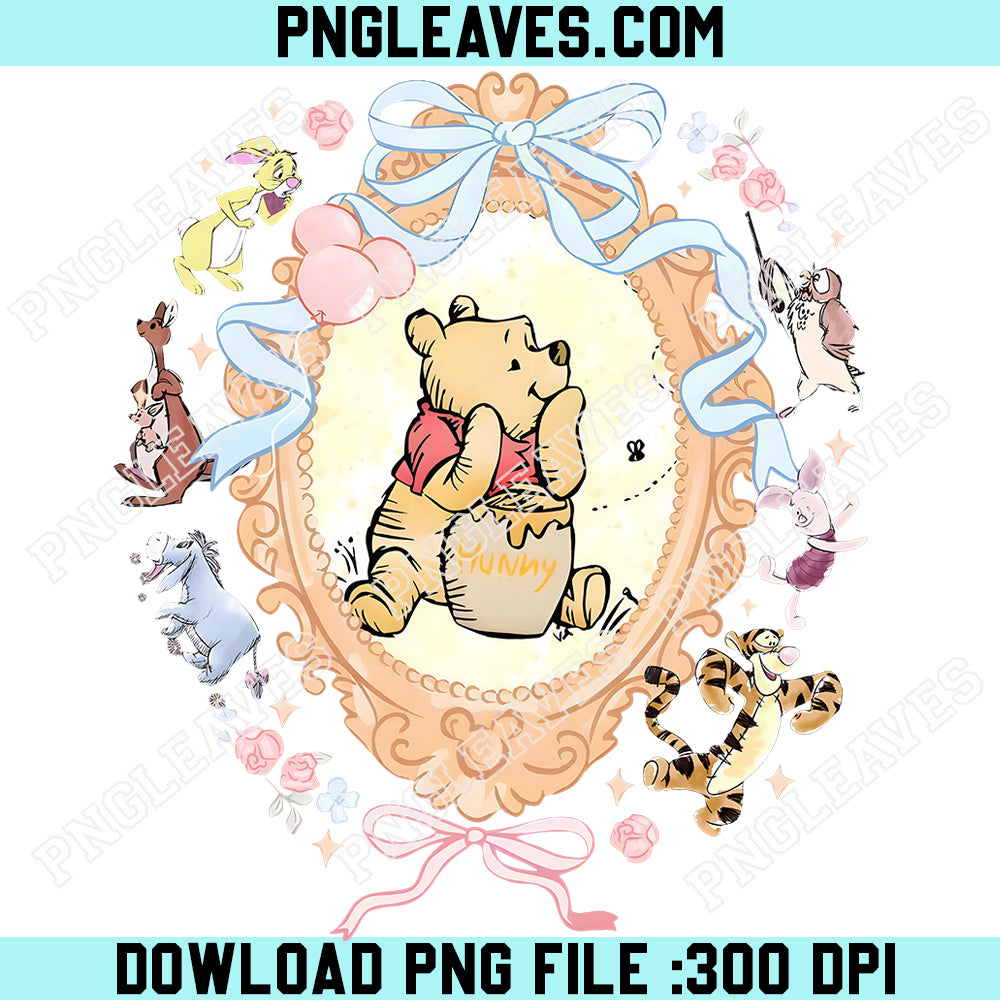 Coquette Bow Pooh and Friends PNG, Disney Winnie The Pooh PNG, Magical Kingdom PNG