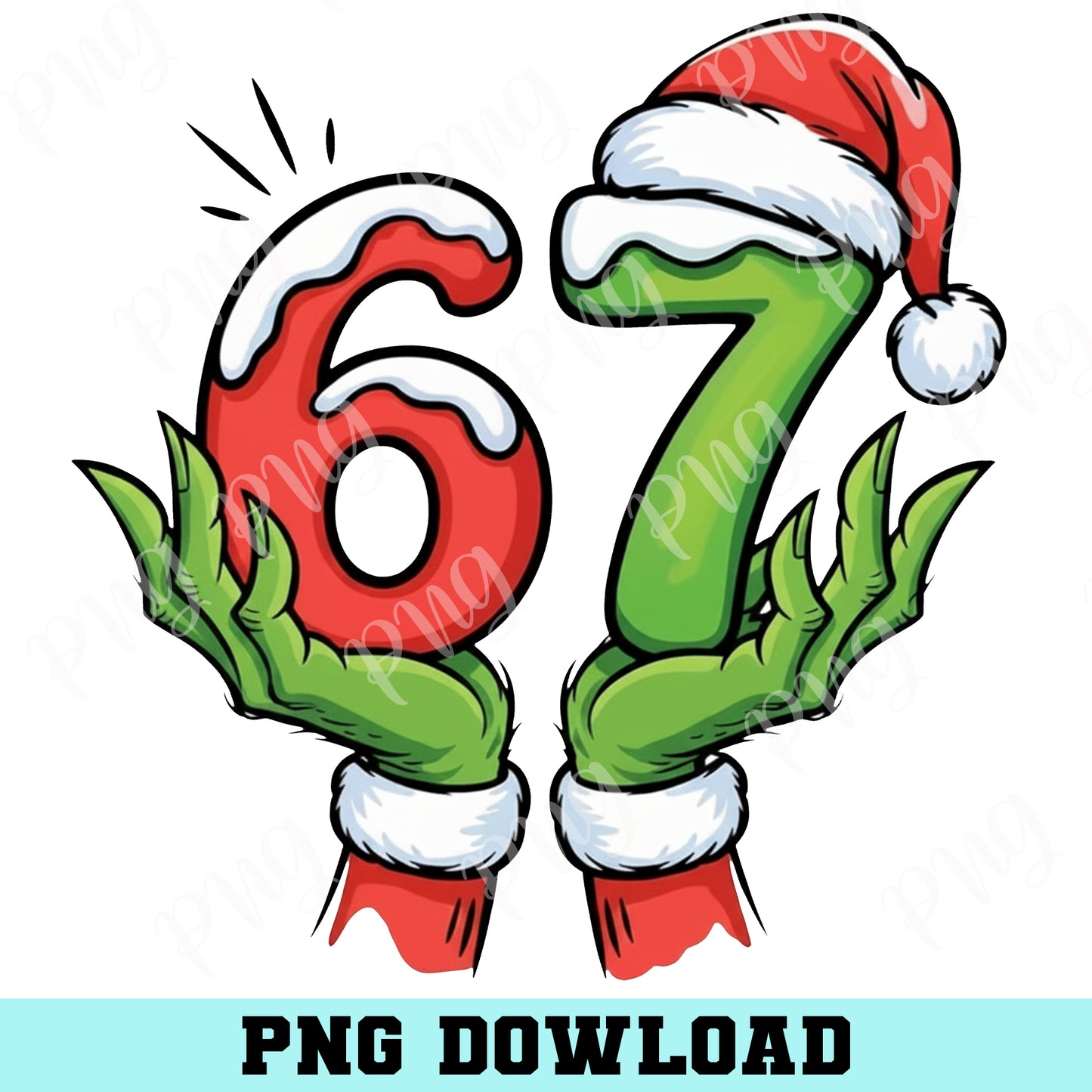 Six Seven 6 7 Christmas PNG, Crochet Yarn 67 Christmas Png