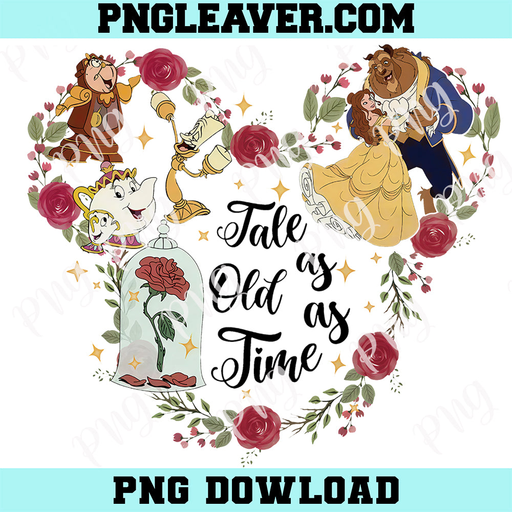 Floral Tale as Old as Time Disney Beauty Png, Disneyland Princess Belle Girl Trip Png