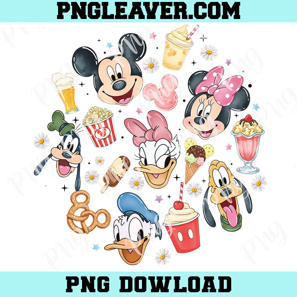 Disney Watercolor Mickey And Friends Snacks Png, Disney Snacks Png, In My Snack Era Png