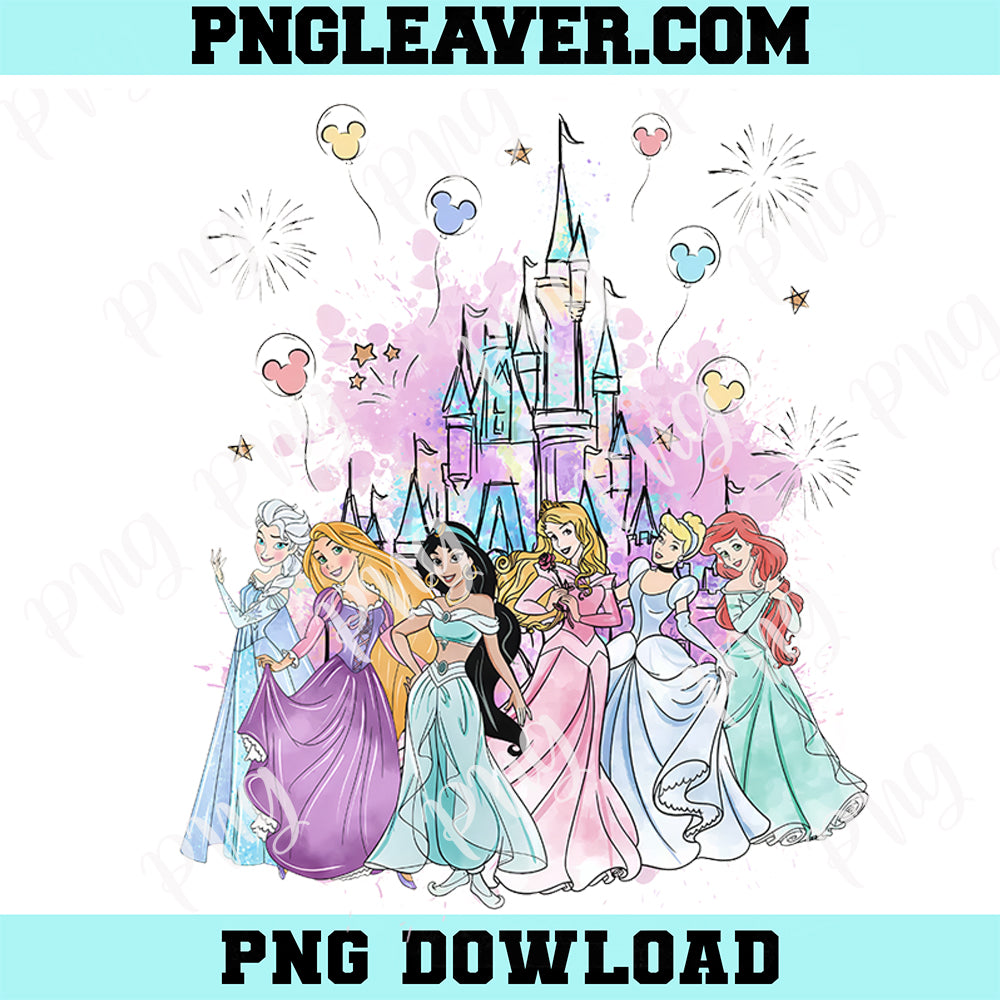 Watercolor Castle Toddler Png, Disney Princess Kids Png, Elsa And Rapunzel Png