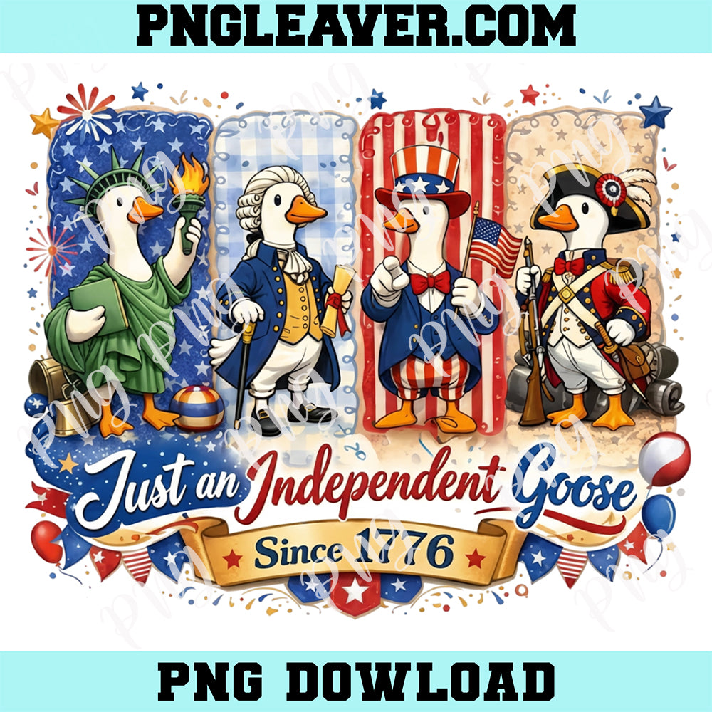Just An Independent Goose PNG, Silly Goose PNG, Patriotic Tee With USA Flag Png