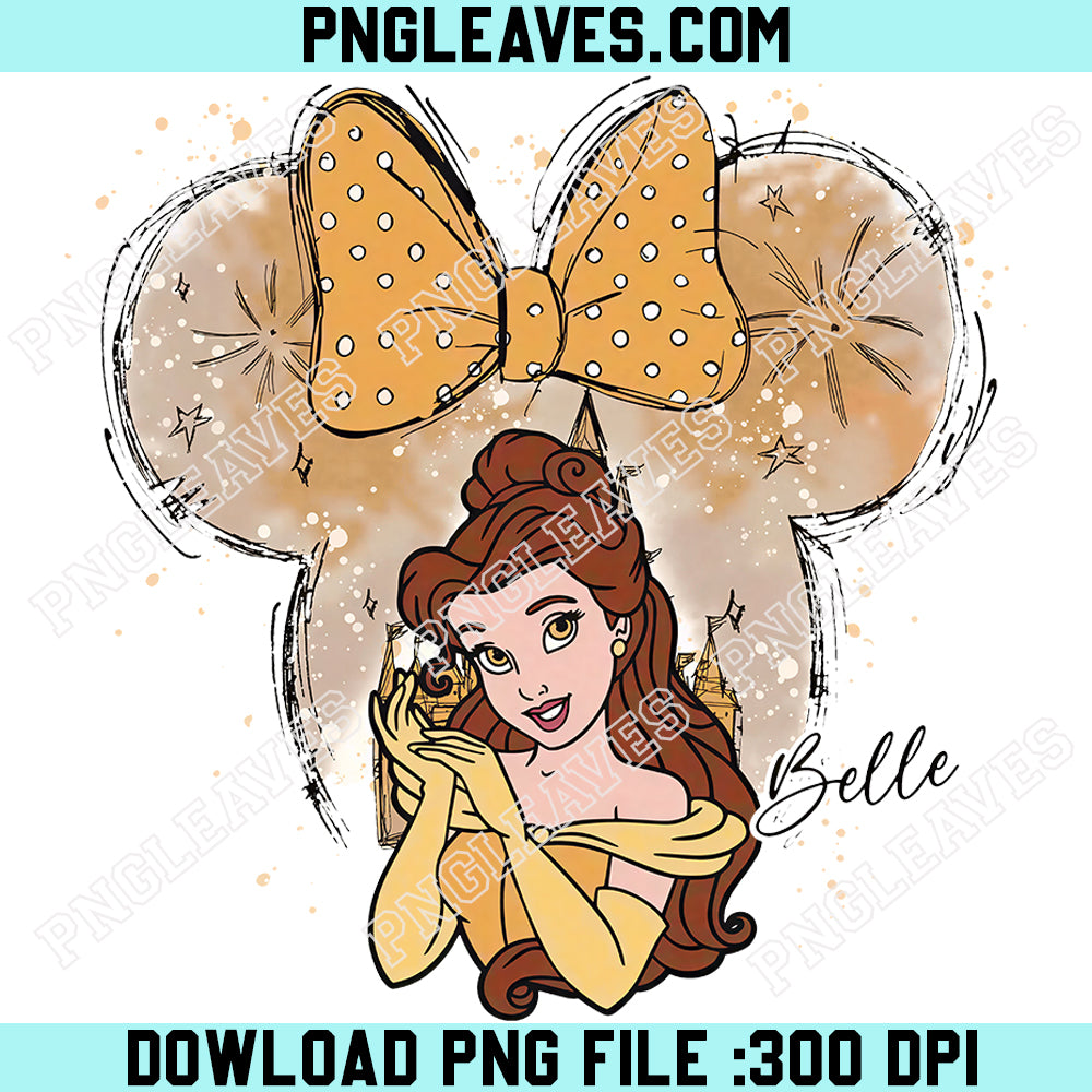 Disney Princess Belle Png, Disney Girls Trip Png, Disney Minnie Ears Belle Tee Png