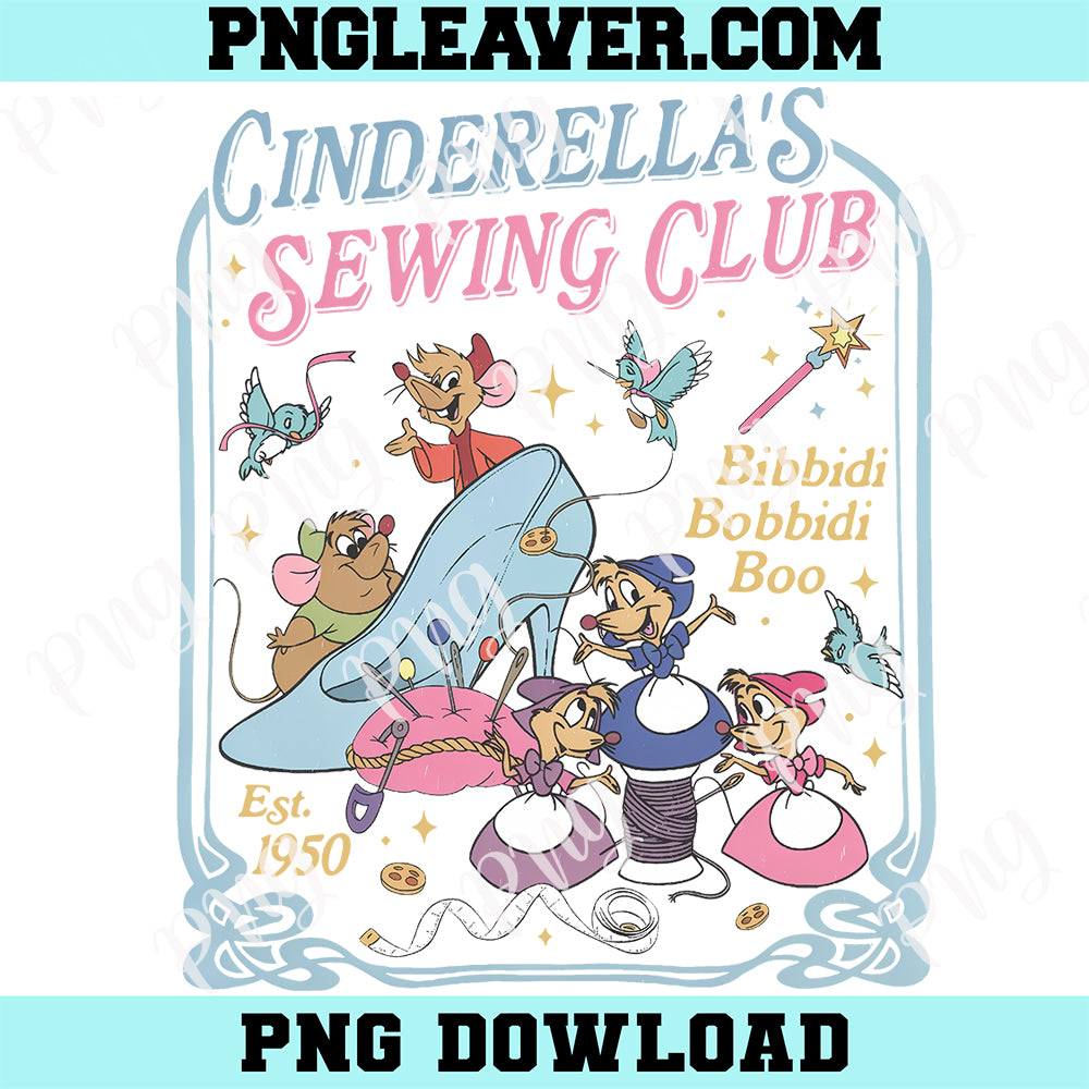 Retro Disney Princess Cinderella's Sewing Club Png, Jaq Gus Gus Mouse Disney Girl Trip Png