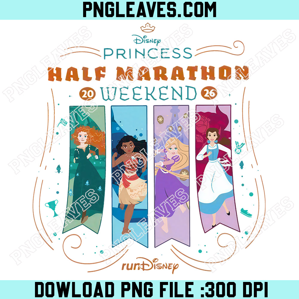 Princess Marathon PNG, Running Princess Sublimation Design, Half Marathon Weekend Png
