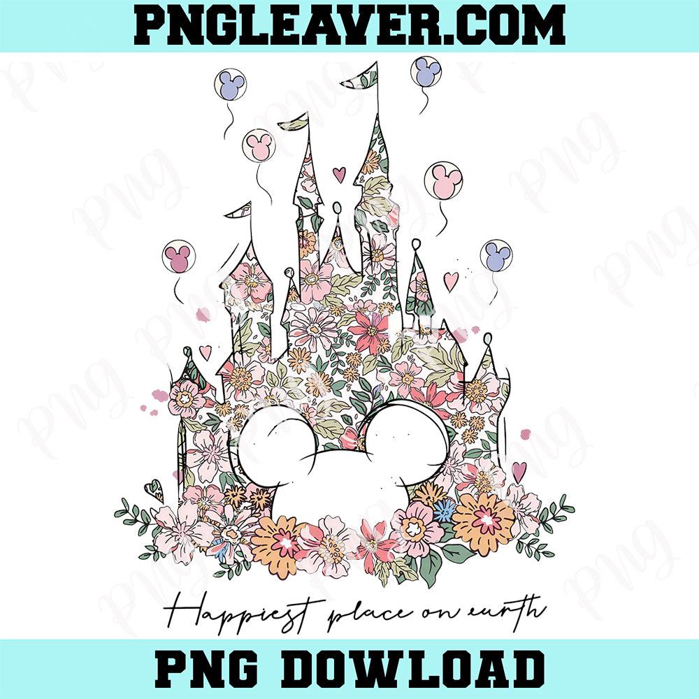Happiest Place On Earth Flower Png, Magic Kingdom Png, Matching Disney Castle Cute Png