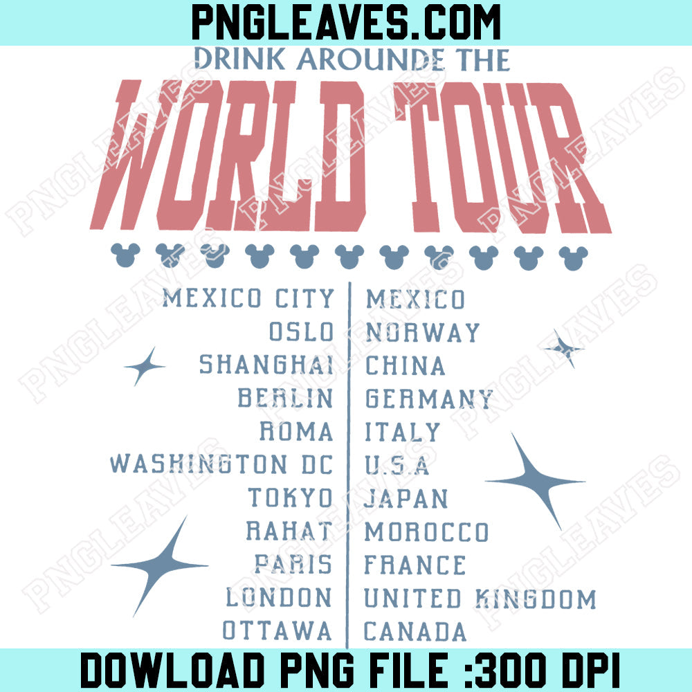 Drink Around The World PNG, Retro World Tour Travel Png, Vacation Sublimation Download