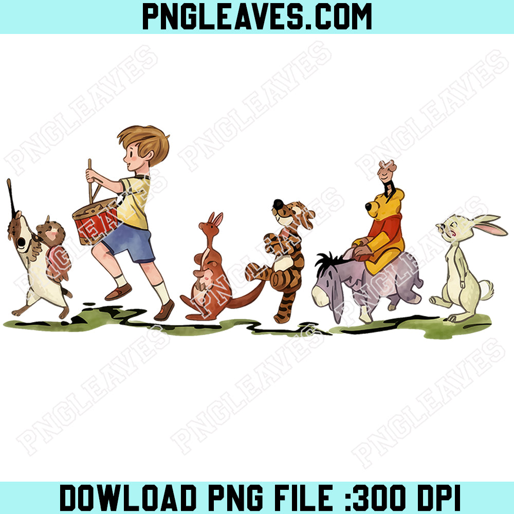 Hundred Acre Wood PNG, Vintage Two Sided Winnie Pooh Parade PNG, Pooh Bear PNG