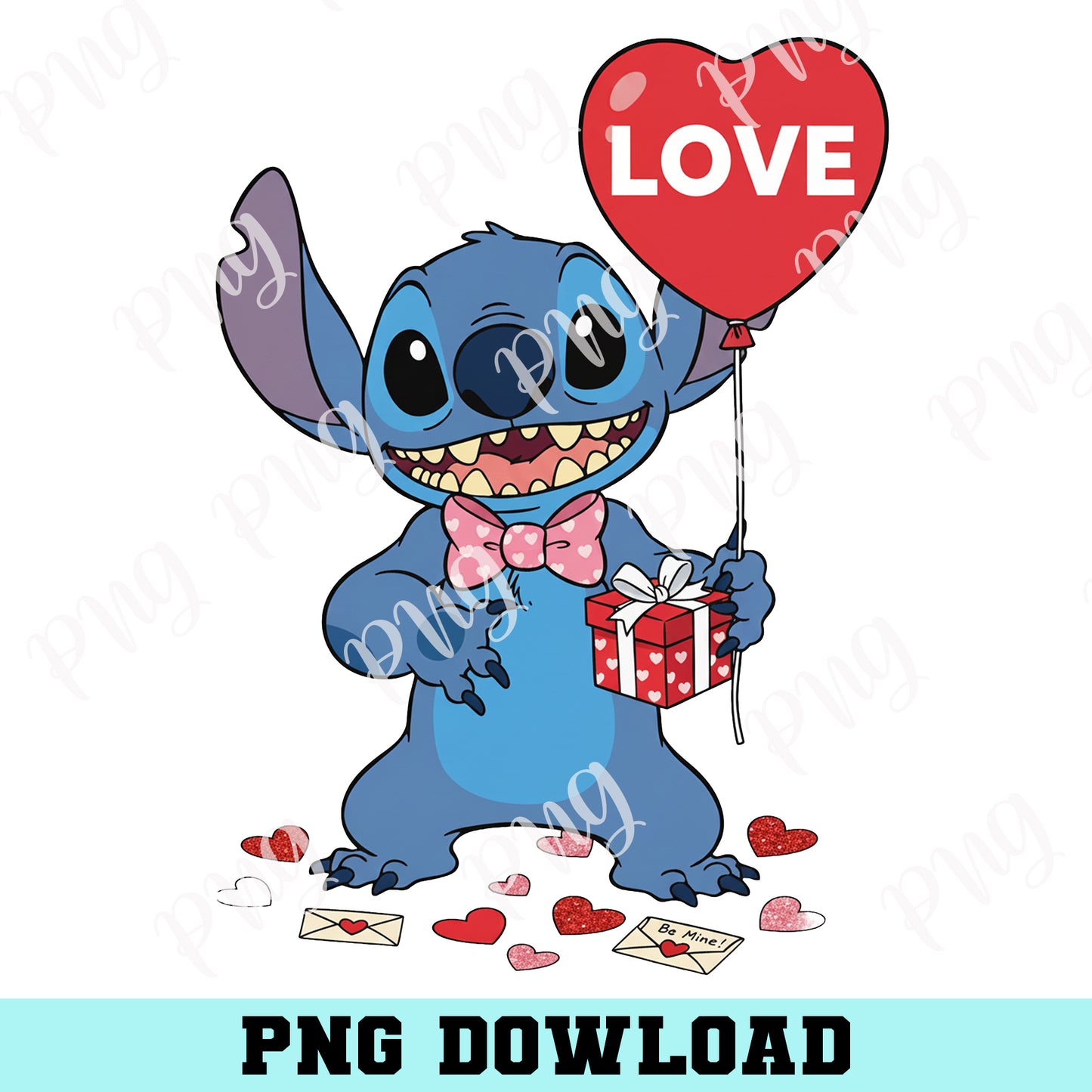 Stitch Valentine PNG, Stitch Hands Balloon Valentine PNG, Stitch PNG