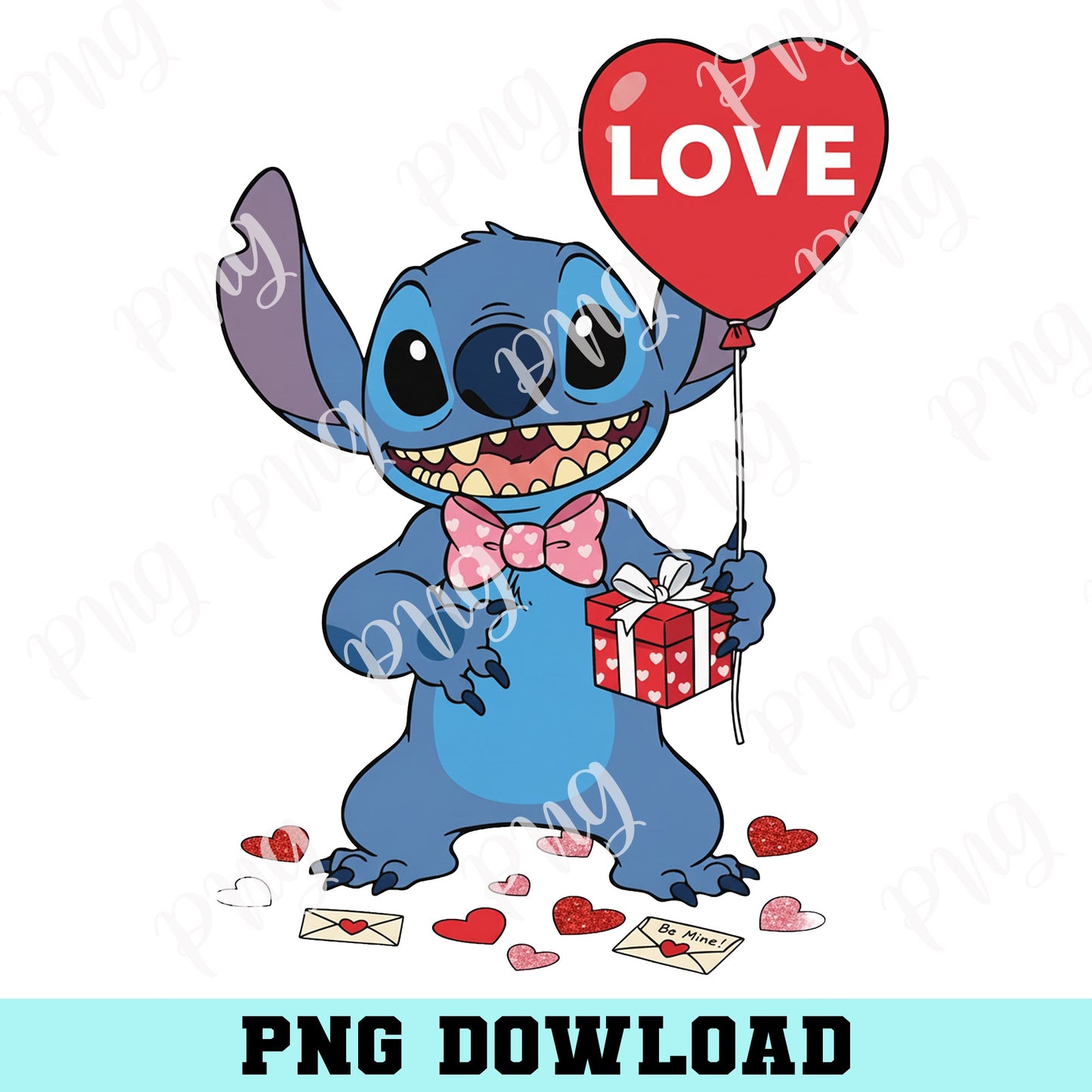 Stitch Valentine PNG, Stitch Hands Balloon Valentine PNG, Stitch PNG