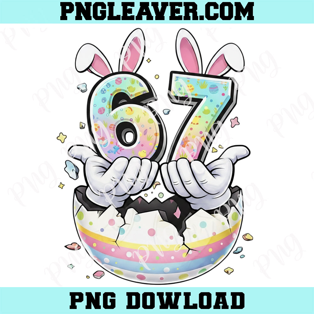 Hands Egg 67 Easter PNG, Easter Shirt Png, Bunny Ears Number Design Png