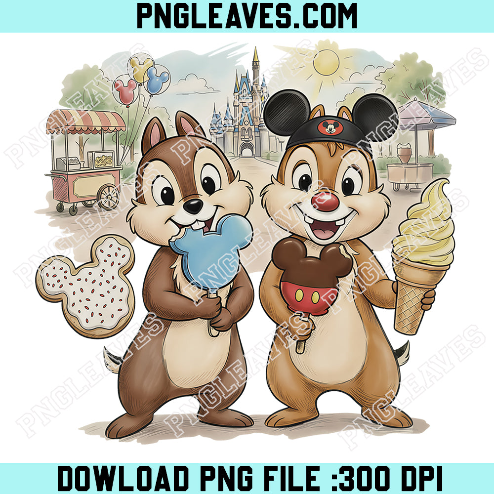 Chip and Dale Disneyland Snack PNG, Disney Park Ice Cream PNG, Chip And Dale Magic Kingdom Castle PNG