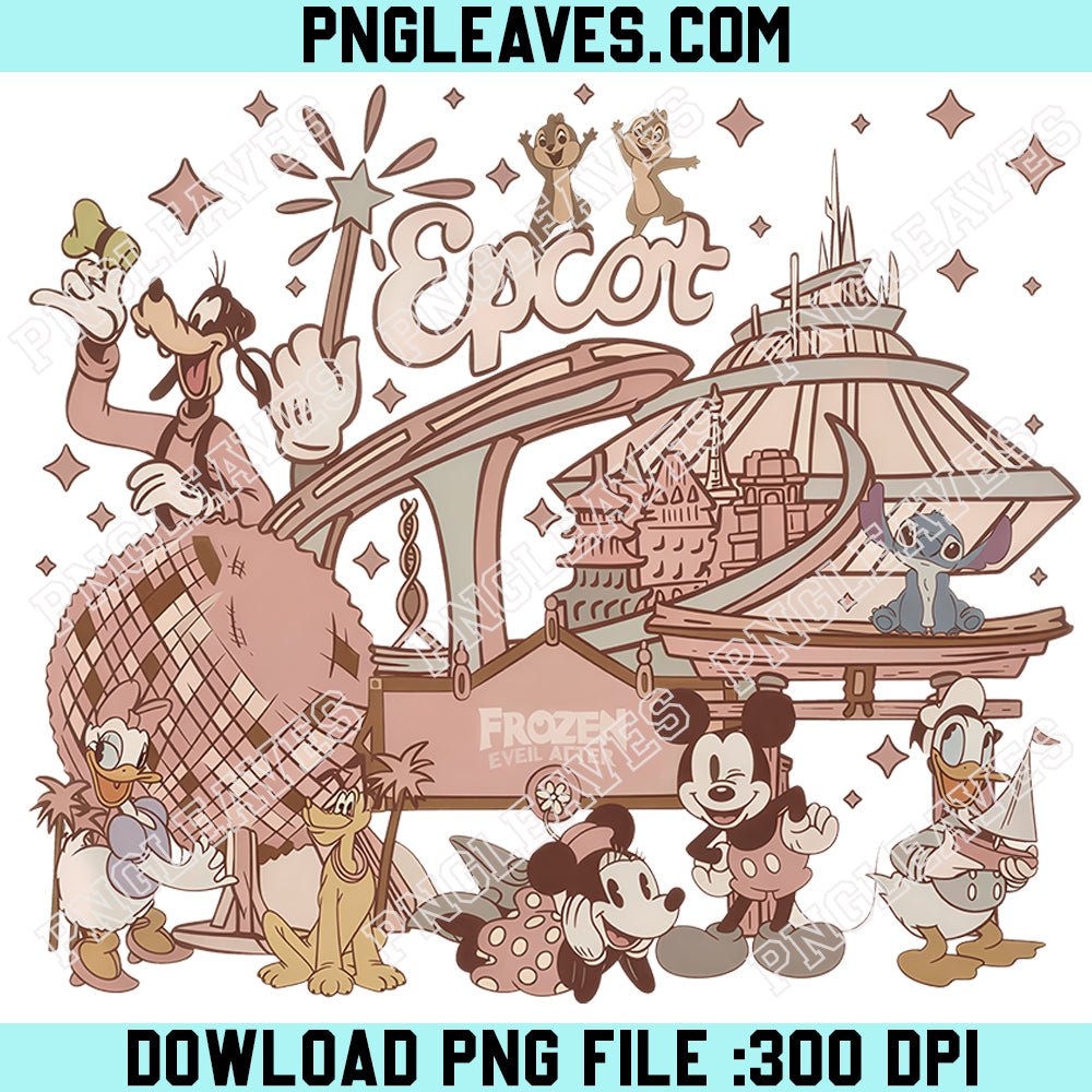 Mickey And Friends Disney Epcot Vintage PNG, Disney Epcot PNG, Disney Trip PNG