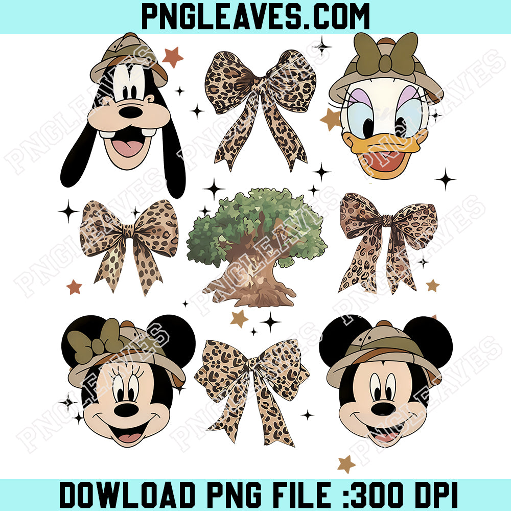 Safari Mode PNG, Vintage Coquette Bows Mickey And Friends Animal Kingdom PNG, Disney Family Safari PNG