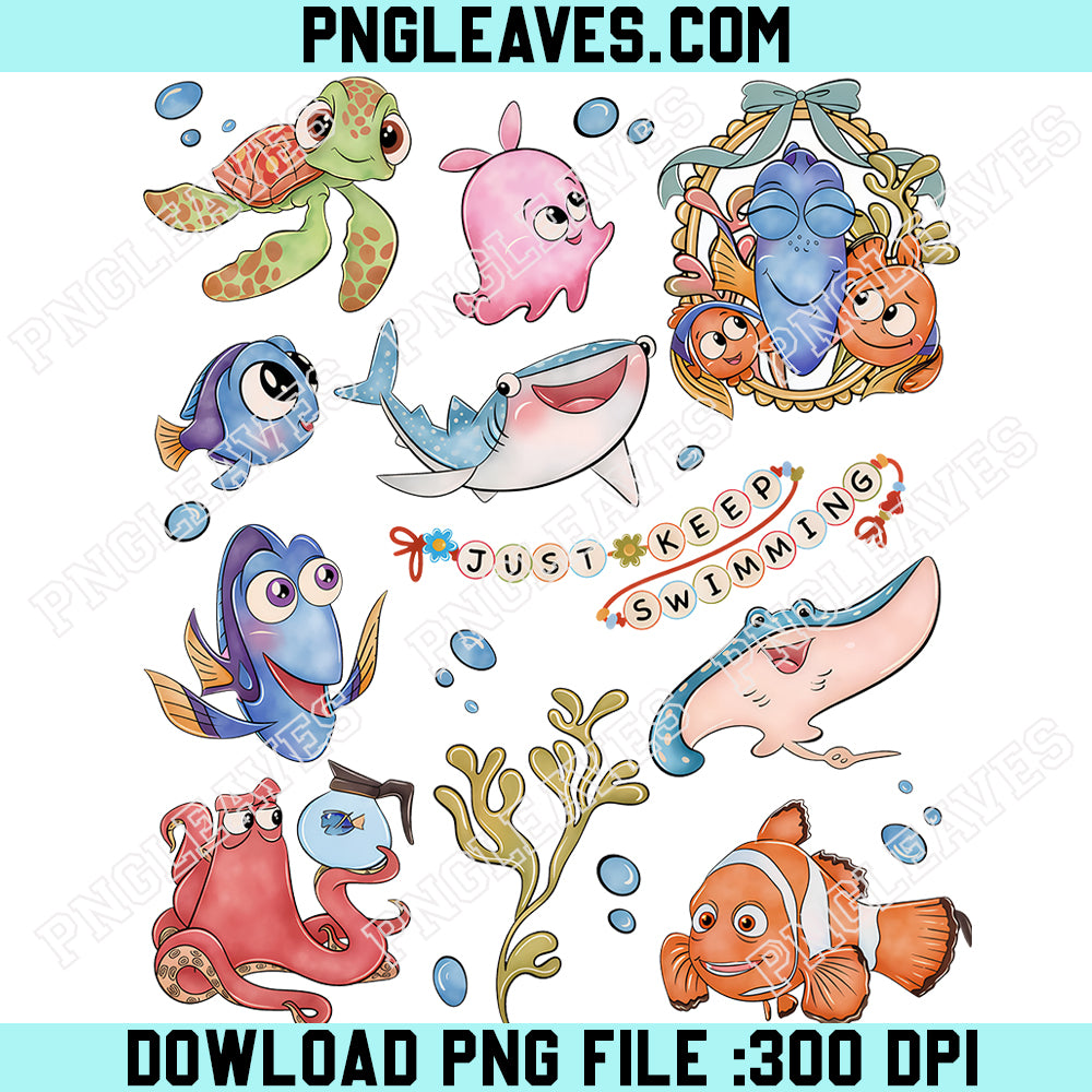 Finding Nemo PNG, Friends Not Food PNG, Cute Nemo Dory Squirt Sheldon PNG