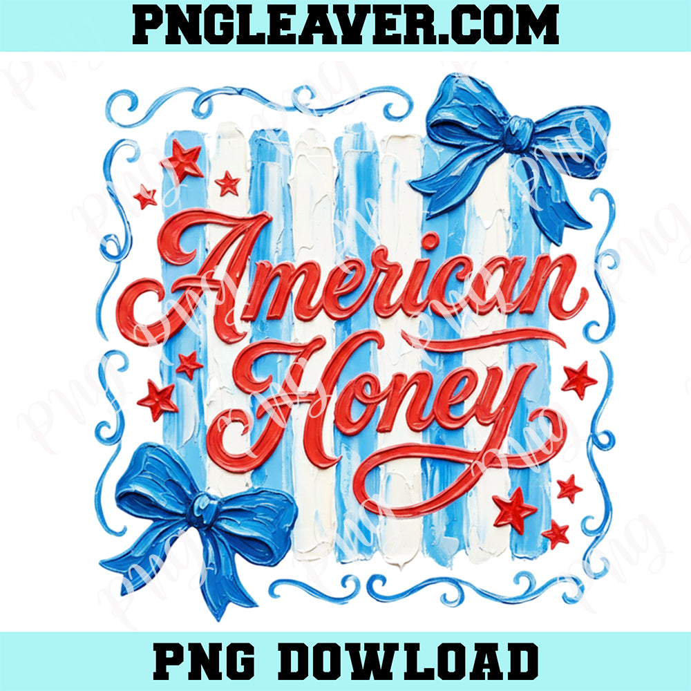 American Honey Oil Paint Png, 4th Of July Patriotic Bow Png