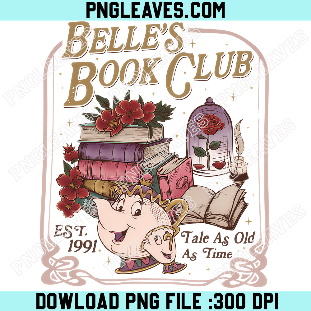 Belle Book Club Comfort Colors PNG, Tale As Old As Time Belle’s Book Cafe PNG, Belle Princess Book PNG