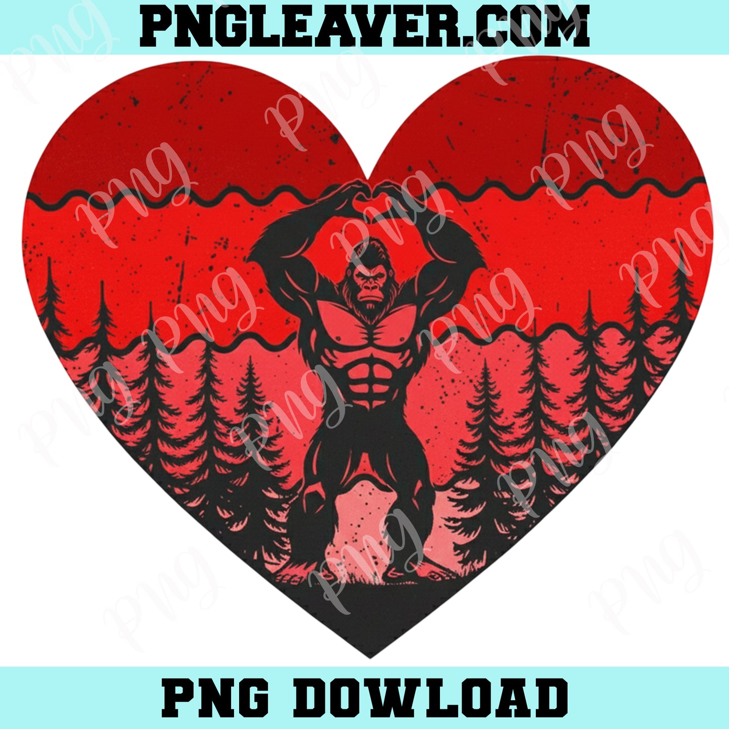 Bigfoot Heart Valentine's Day PNG, Vintage Sasquatch Lovers Png, Matching Couples Png