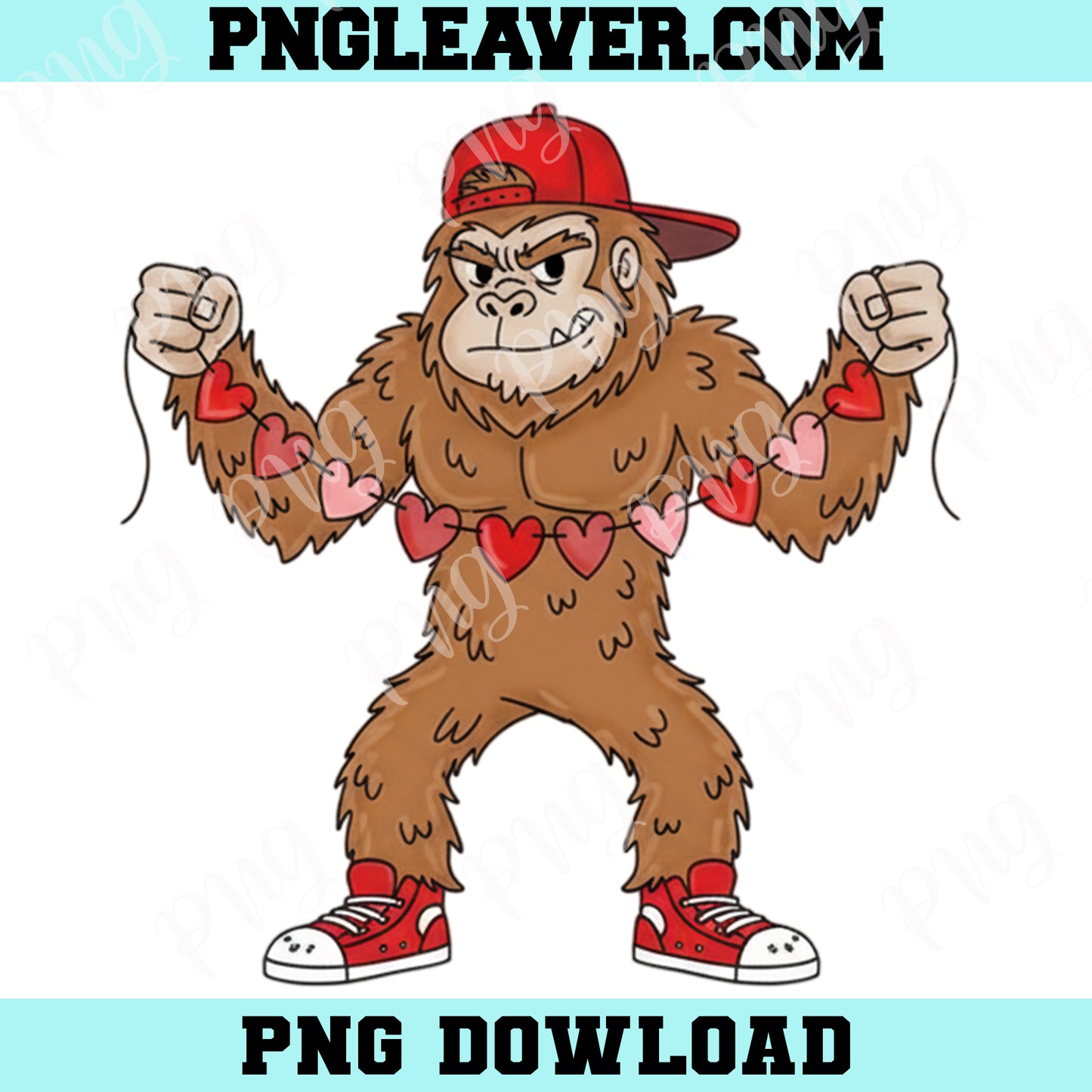 Bigfoot Valentines Gangter PNG, Sasquatch Valentines Bigfoot Png