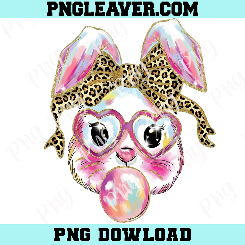 Brushstroke Glitter Bunny Easter Png, Coquette Easter PNG, Cute Easter Png, Brushstroke Leopard Print Bunny Png