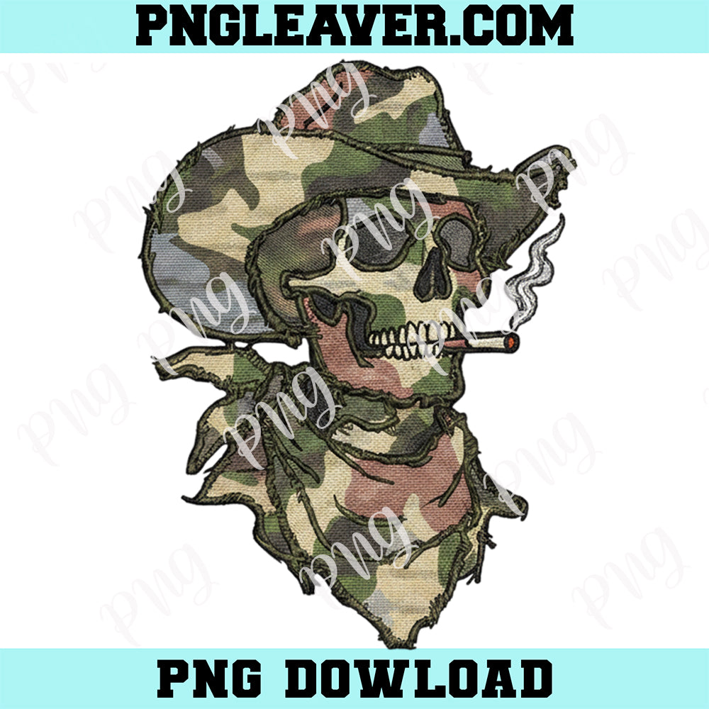 Camo Cowboy Skull Knitting Png, Western Skeleton Png, Camouflage Cowgirl Png