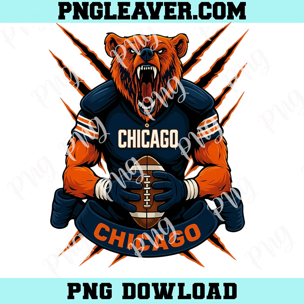 Chicago Football Bear New PNG, Chicago Design Png, Football Bear Png