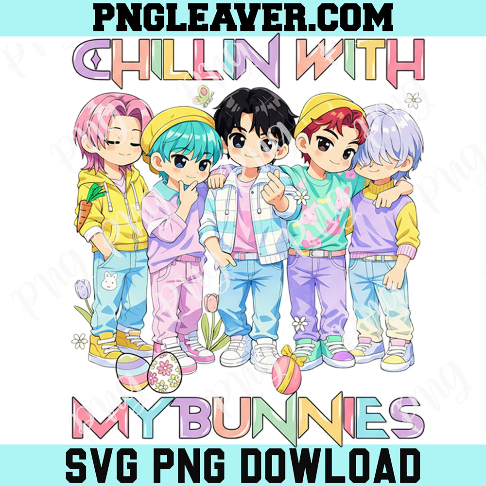 Chillin With Saja Boys Happy Easter Png, Kpop Huntrix Boy Easter Day Png, Huntrix Anime Png