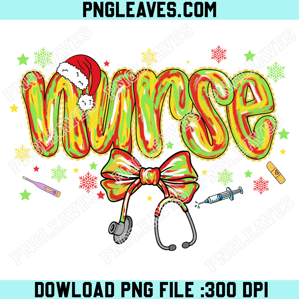 Christmas Nurse Bow PNG, Holiday Nurse Shirt Design PNG, Cute Festive Nurse PNG, Stethoscope Bow PNG