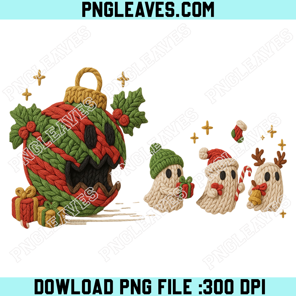 Christmas Ornament Chasing Ghost Png, Merry Christmas Png, Christmas Gingerbread Png, Funny Xmas Png, Holiday Snack Png