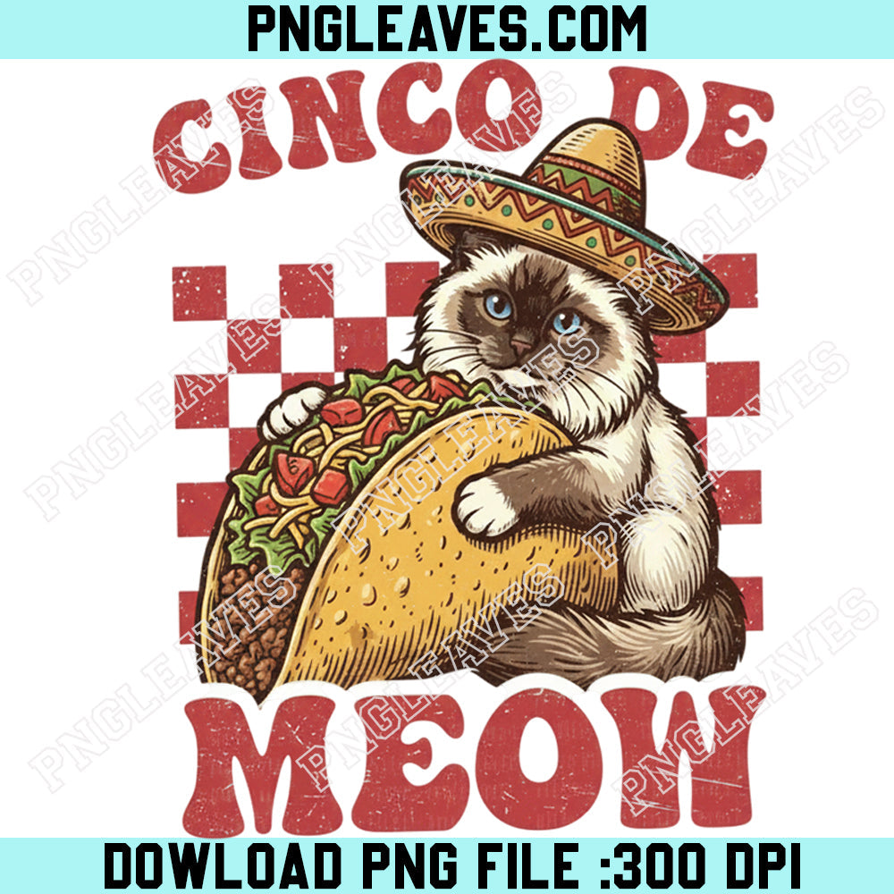 Meow Cat Taco Cinco De PNG SVG, Funny Cinco De Mayo Kitten Png