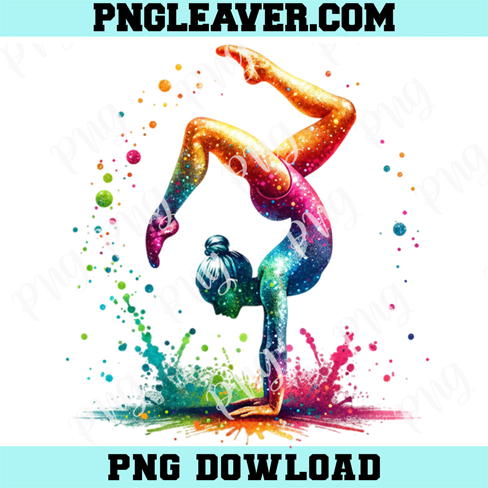 Colorful Glitter Gymnast Png, Gymnastics Png, Sport Png