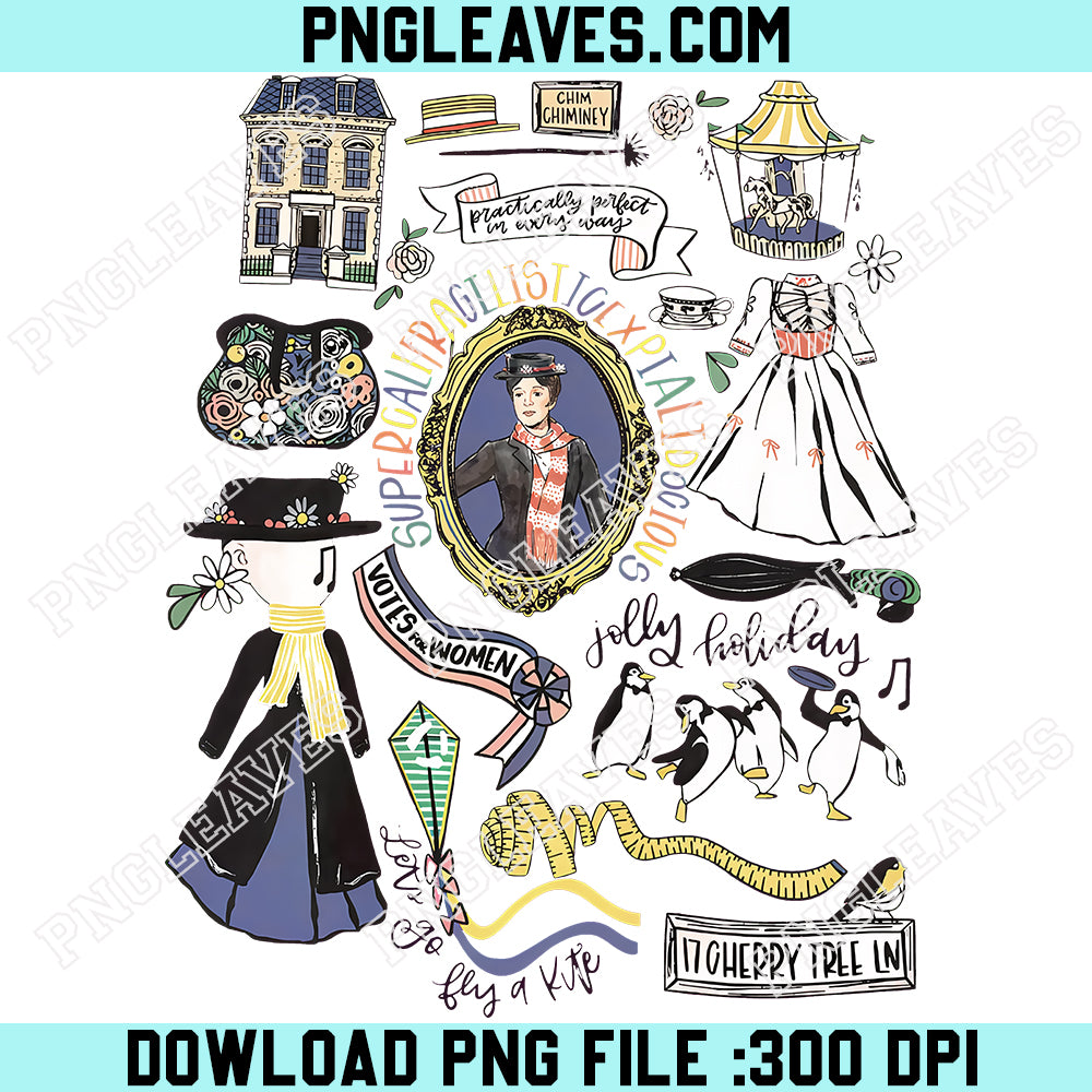 Disney Mary Poppins Movie PNG, Disney Mary Poppins Carry The Magic With You Retro PNG
