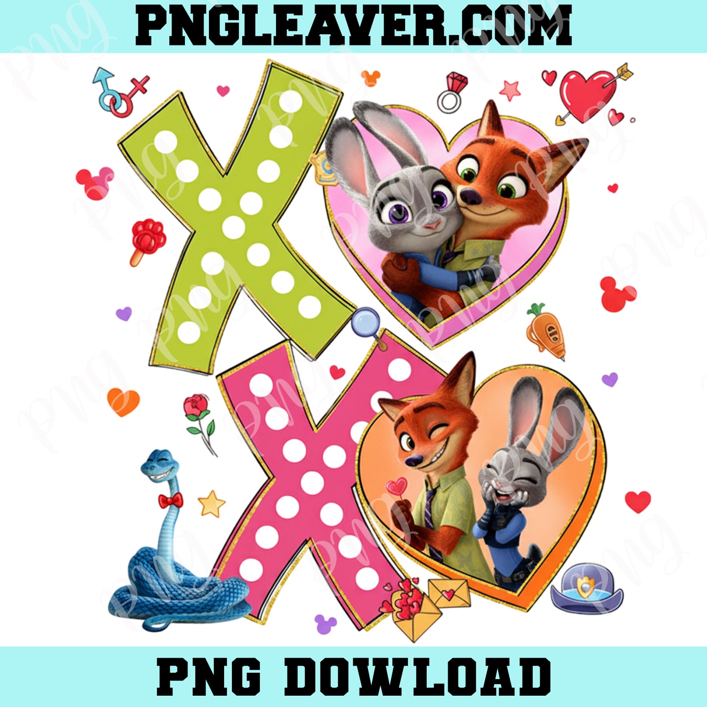 Zootopia Xoxo Valentine Png, Couple Fox and Bunny PNG, Cartoon Matching Design, Xoxo Family Vacay Valentines Day Png