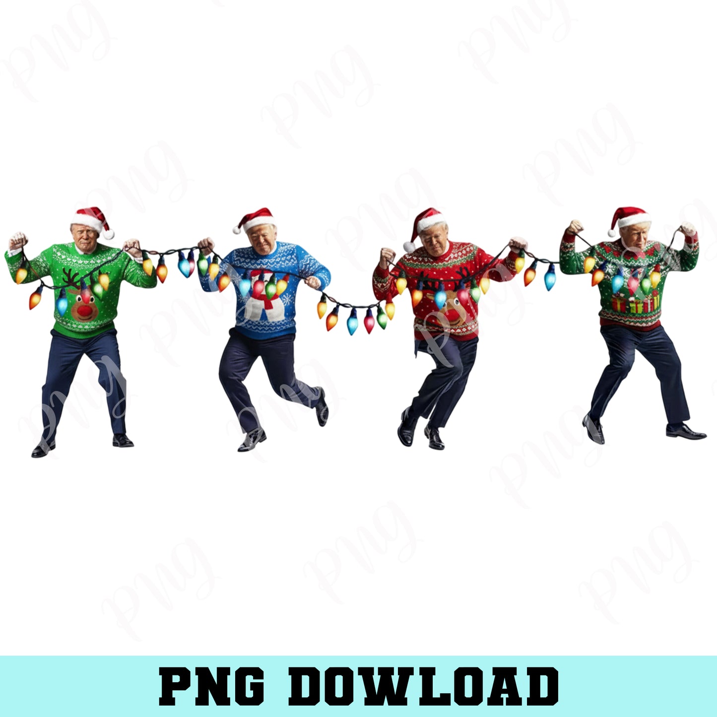 Trump Dancing With Christmas Lights PNG, Cute Trump Dancing Christmas PNG