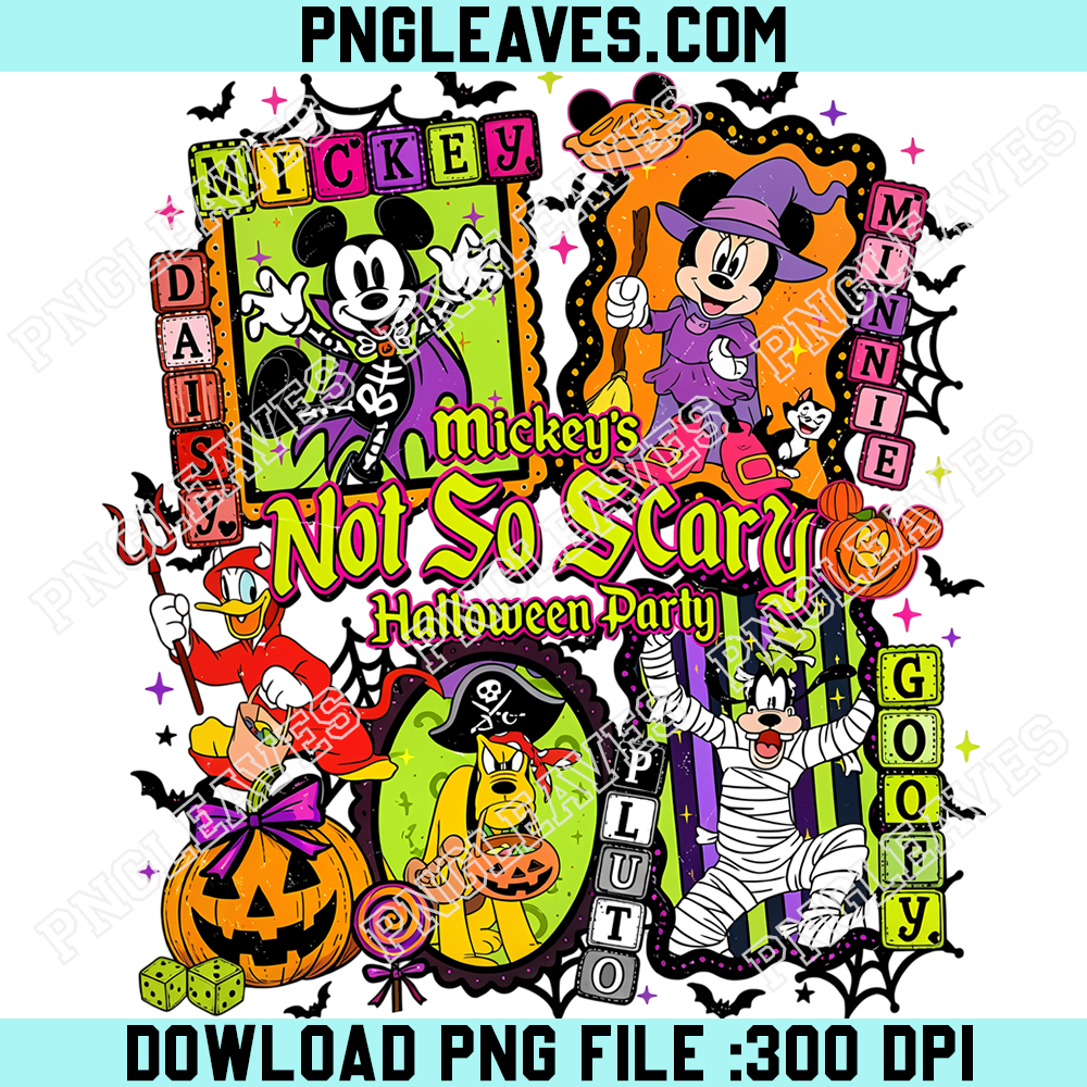 Mickey and Friends Halloween Party PNG, Colorful Not So Scary Disney Costume Graphic