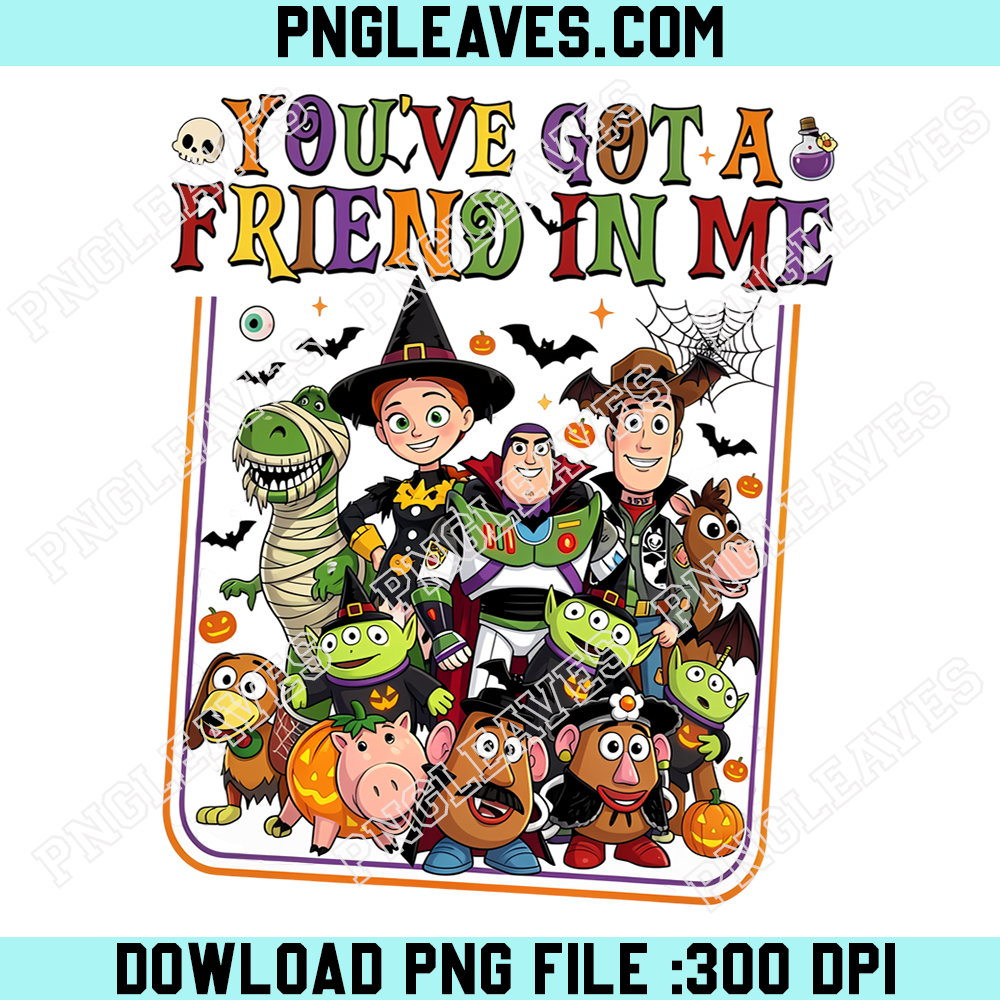 Toy Story Halloween Friendship Quote PNG, Woody Buzz Alien Spooky Costume Group Design