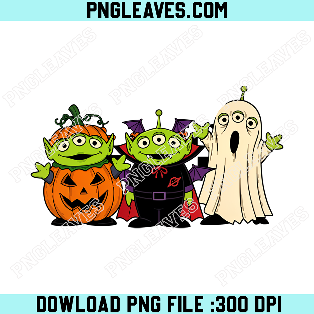 Toy Story Alien Halloween Costumes PNG, Pumpkin Vampire Ghost Character Design